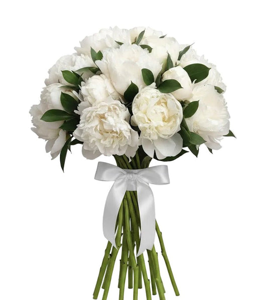 White Peonies with Ruscus Bouquet - Florist London