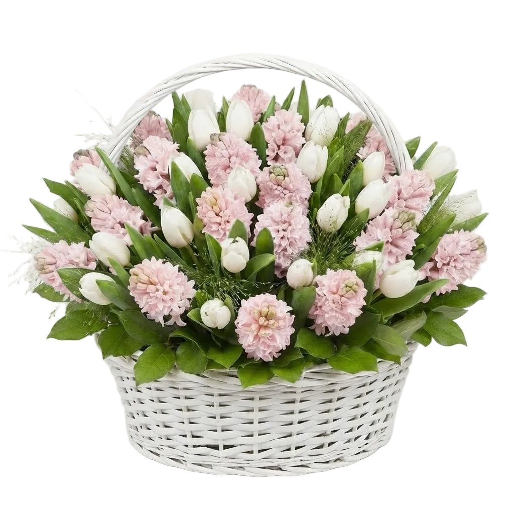 White Tulips with Hyacinths Basket - Florist London