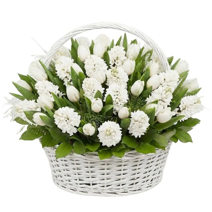 White Tulips with Hyacinths Basket - Florist London