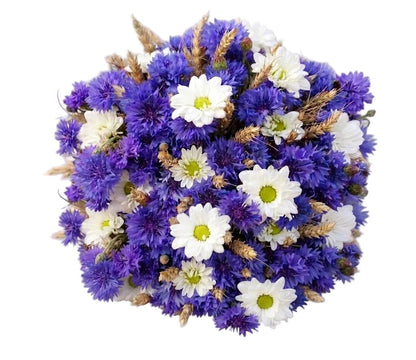 Wild Cornflower, Daisy and Golden Wheat Bouquet - Florist London