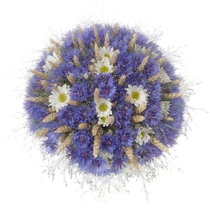 Wild Cornflower, Daisy and Golden Wheat Bouquet - Florist London