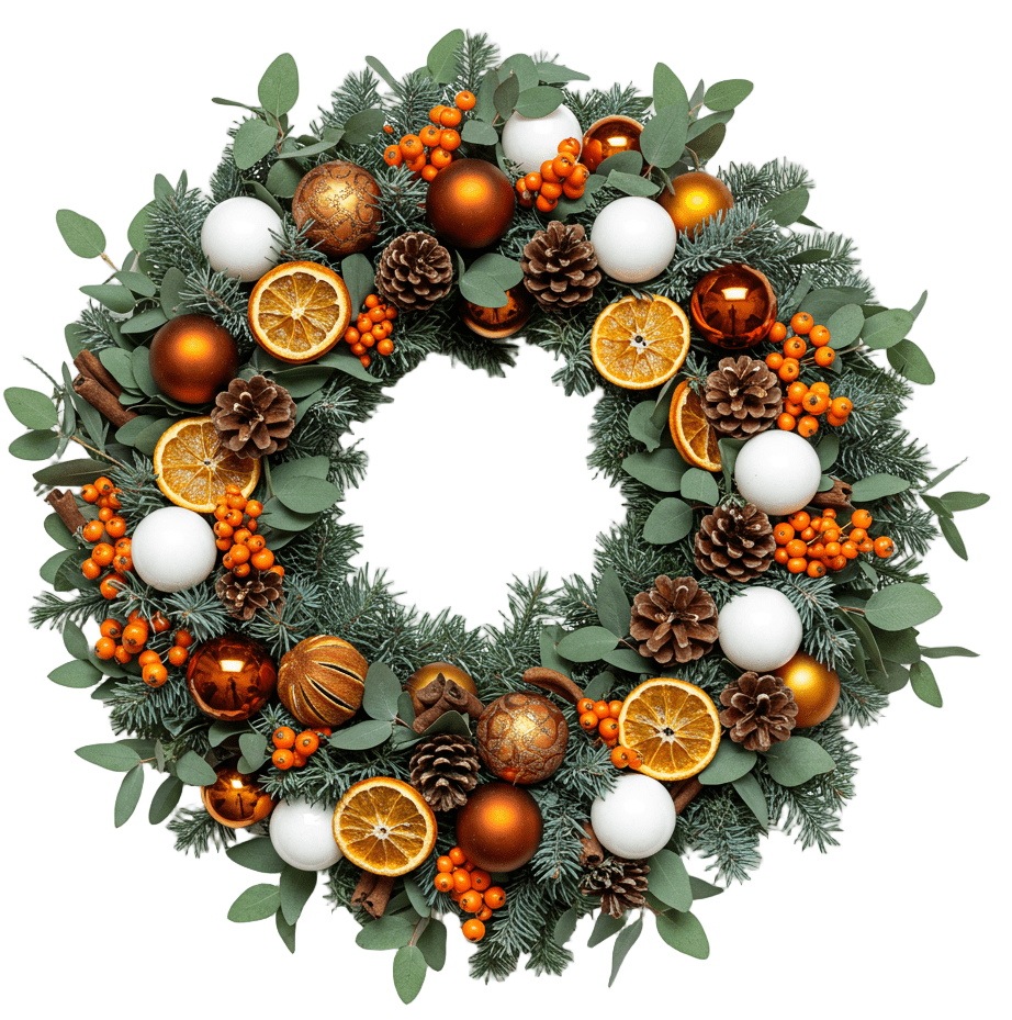 Winter Citrus and Spruce Door Wreath - Florist London