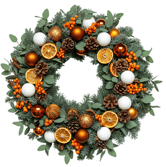 Winter Citrus and Spruce Door Wreath - Florist London