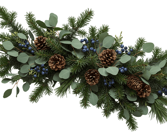 Winter Spruce Garland with Blueberries, Cones and Foliage - Florist London