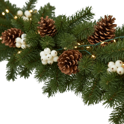 Woodland Christmas Garland with Pine Cones & White Berries - Florist London