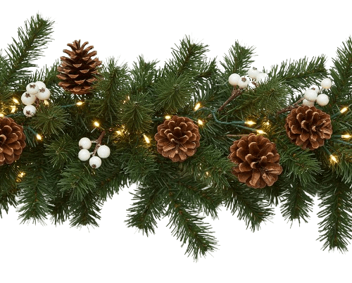 Woodland Christmas Garland with Pine Cones & White Berries - Florist London