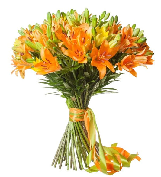Yellow and Orange Lily Bouquet - Florist London