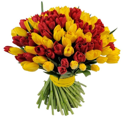 Yellow and Red Tulips Bouquet - Florist London