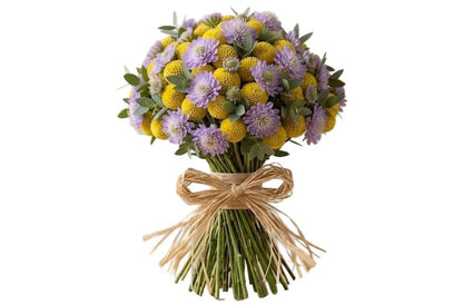 Yellow Craspedia with Scabiosa Modern Bouquet - Florist London