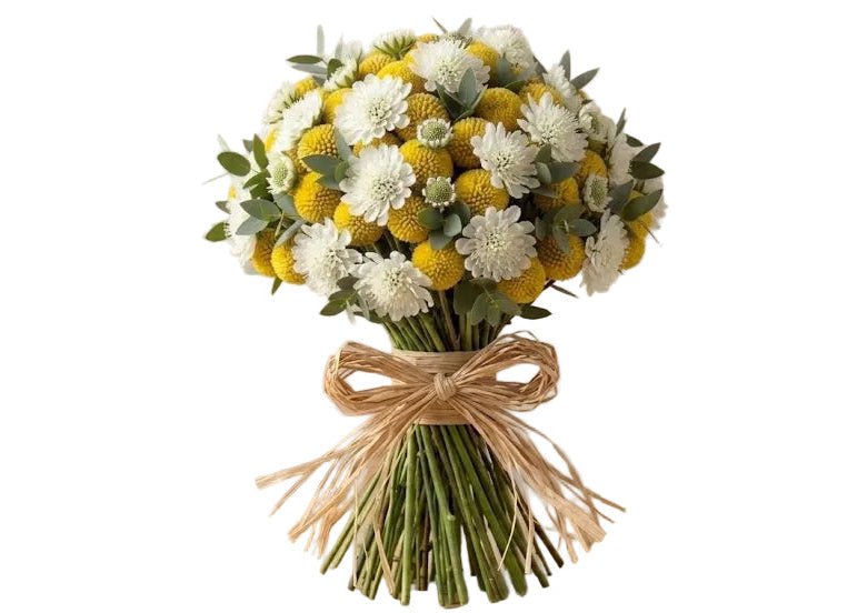 Yellow Craspedia with Scabiosa Modern Bouquet - Florist London