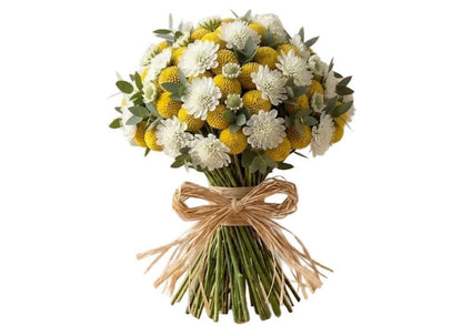 Yellow Craspedia with Scabiosa Modern Bouquet - Florist London