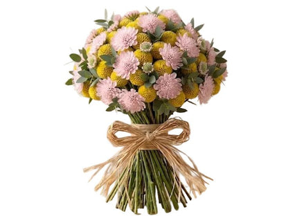 Yellow Craspedia with Scabiosa Modern Bouquet - Florist London