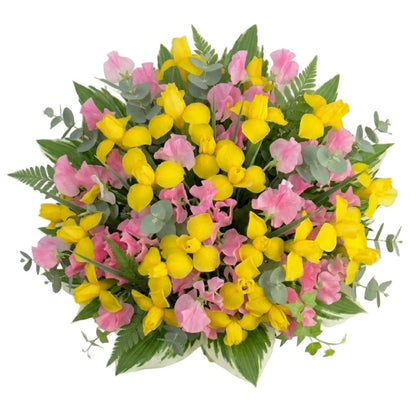 Yellow Irises and Sweet Pea Bouquet - Florist London