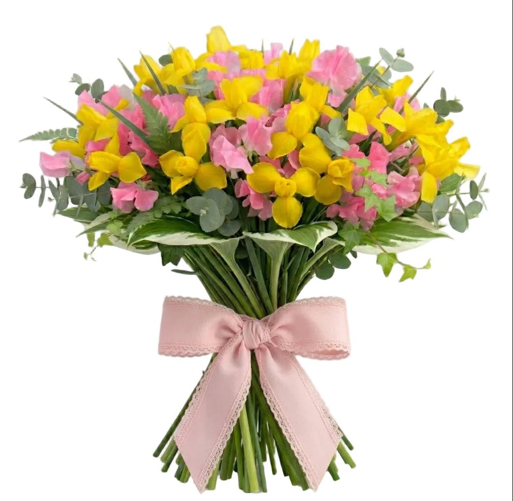 Yellow Irises and Sweet Pea Bouquet - Florist London