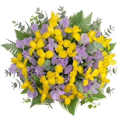 Yellow Irises and Sweet Pea Bouquet - Florist London