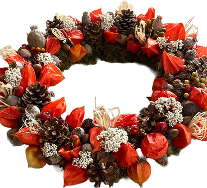Autumn Wreath with Cones and Physalis