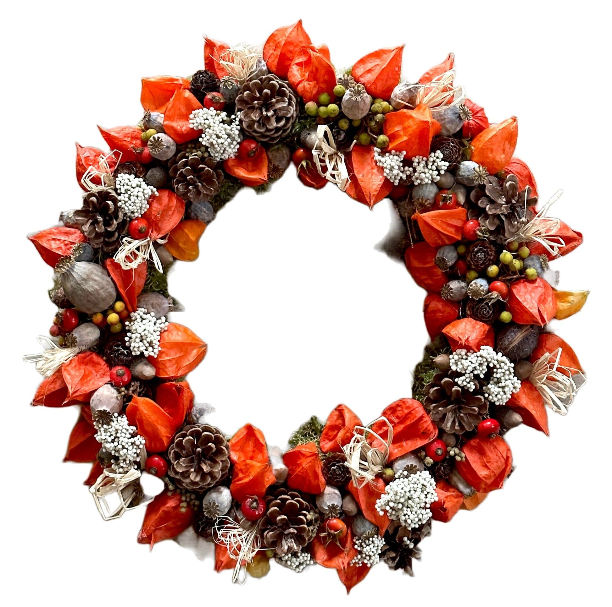 Autumn Wreath with Cones and Physalis - Florist London