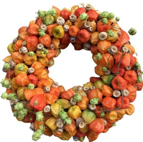 Autumn Wreath with Hobs and Physalis - Florist London