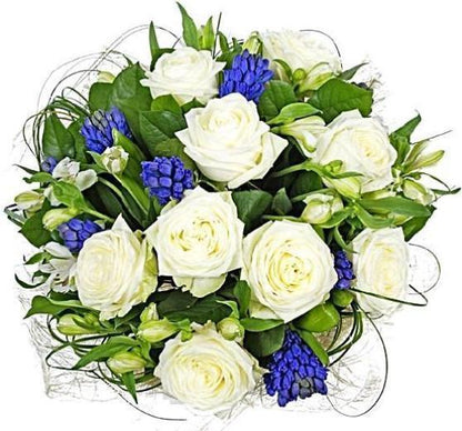 Blue Hyacinths with Roses Bouquet - Florist London