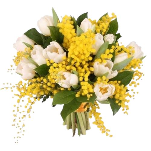 Bouquet of Mimosa and Tulips - Florist London
