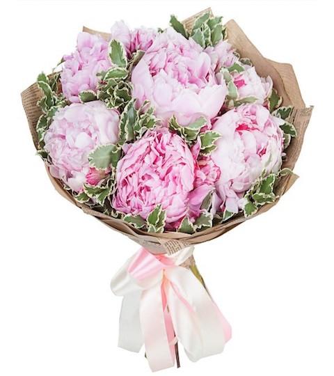 Bouquet of Pink Peonies with Greenery - Florist London