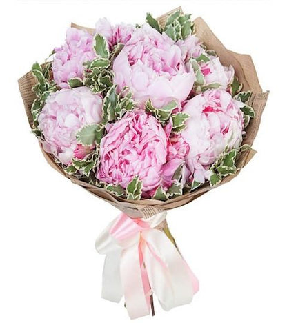 Bouquet of Pink Peonies with Greenery - Florist London