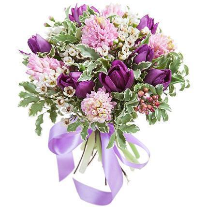 Bouquet of Purple Tulips and Hyacinths - Florist London