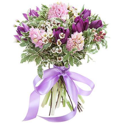 Bouquet of Purple Tulips and Hyacinths - Florist London