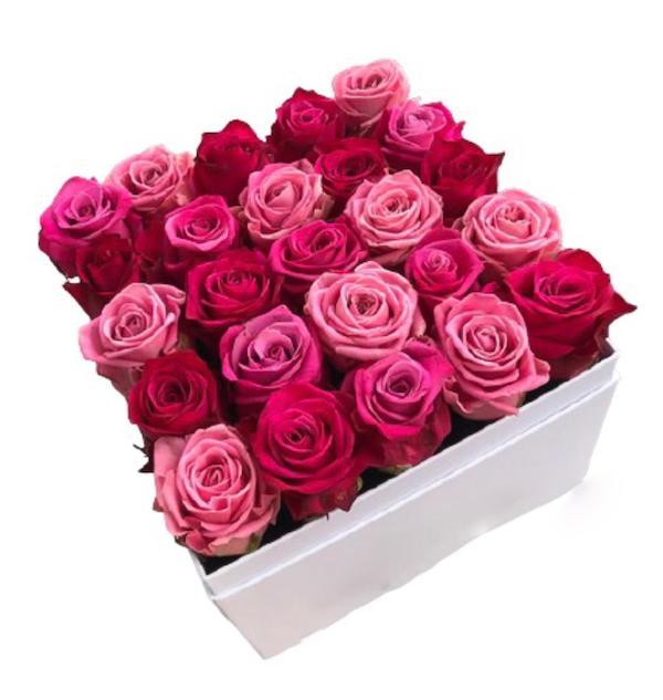 Box in Three Shades of Pink Roses – Luxury Rose Arrangement Delivered ...