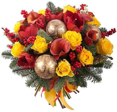 Bright Amaryllis and Roses Bouquet