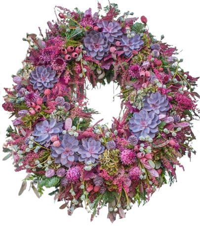 Bright Pink Autumn Wreath - Florist London