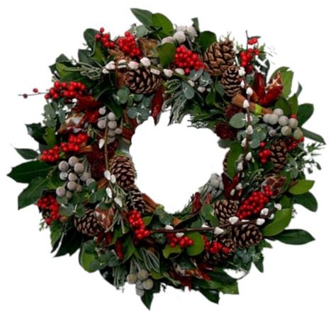 Catkins and Berry Christmas Wreath - Florist London