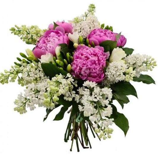 Cerise Peony with Lilac Bouquet