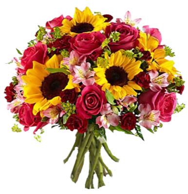 Cherry Bouquet with Sunflowers - Florist London