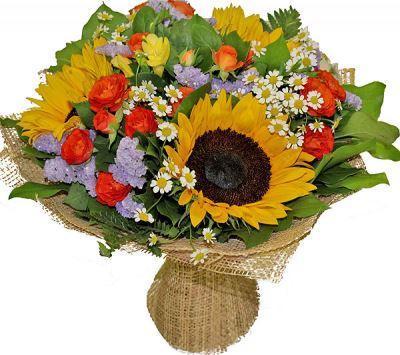 Colourful Bouquet with Sunflowers - Florist London