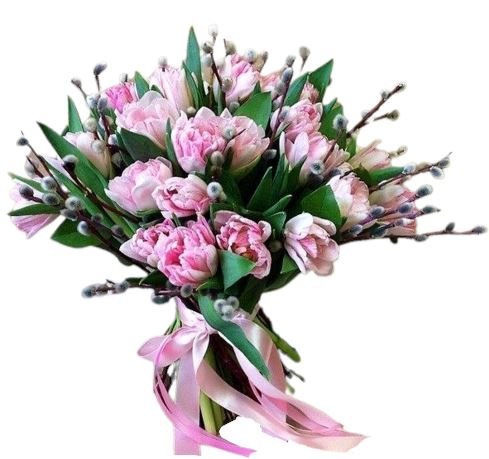 Double Tulips with Catkins Bouquet - Florist London