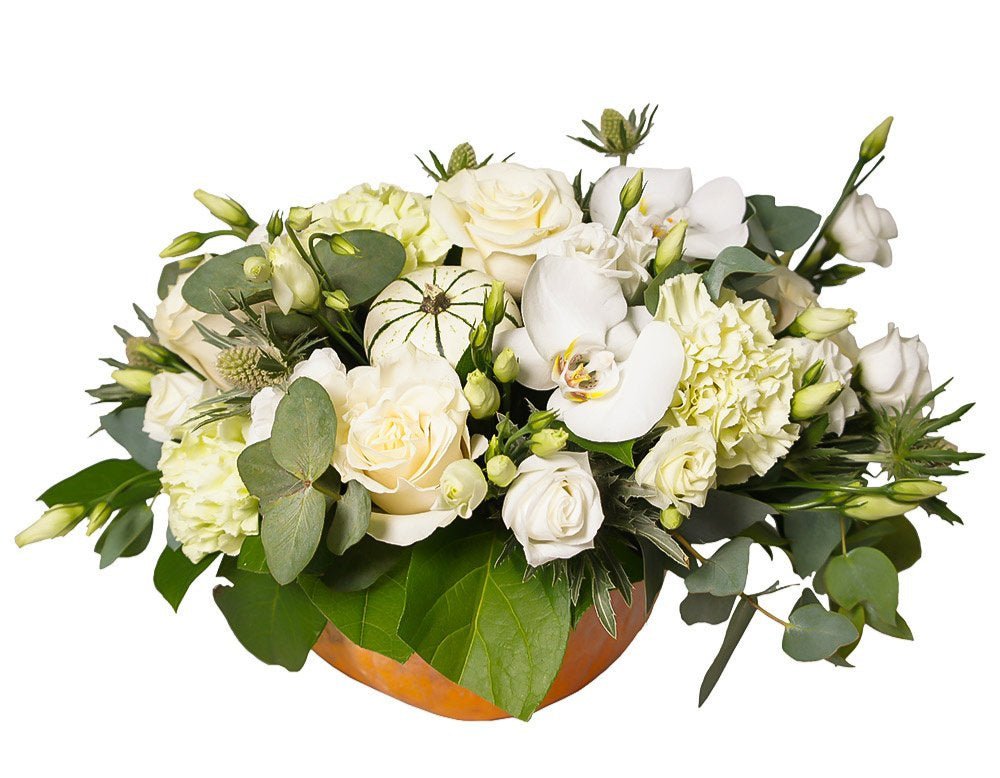 Elegant White Flowers in Pumpkin - Florist London