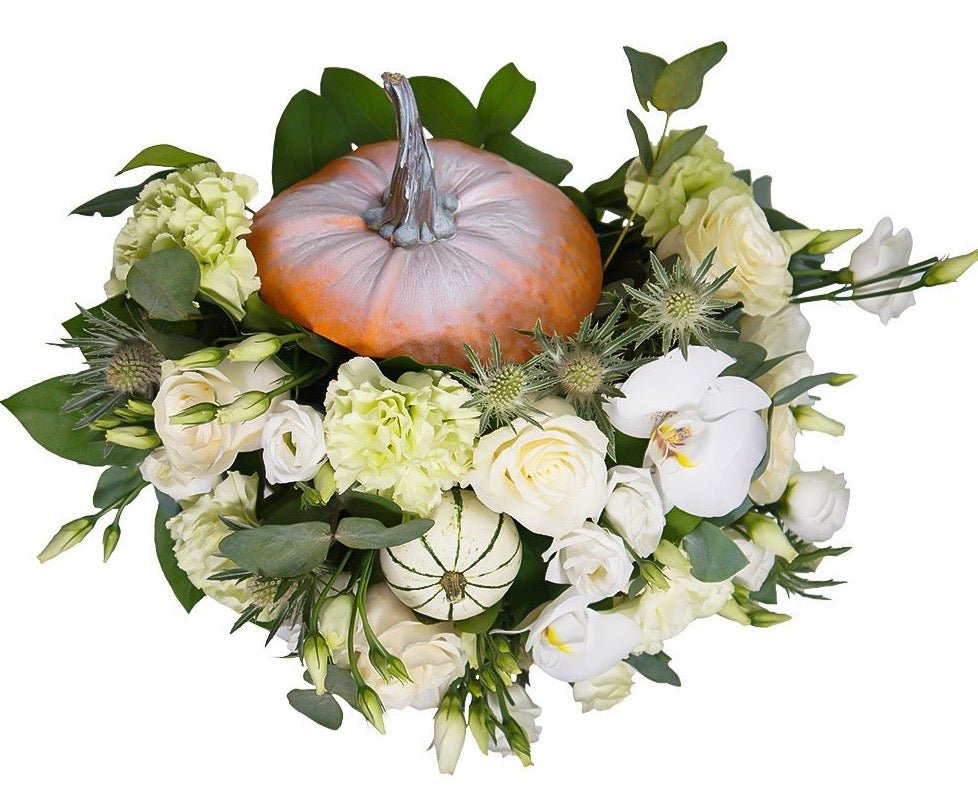 Elegant White Flowers in Pumpkin - Florist London