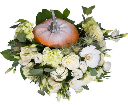 Elegant White Flowers in Pumpkin - Florist London