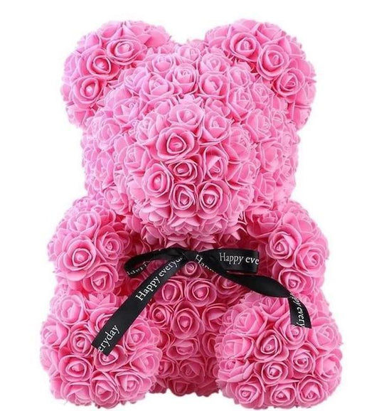 Foam Pink Rose Flower Teddy Bear