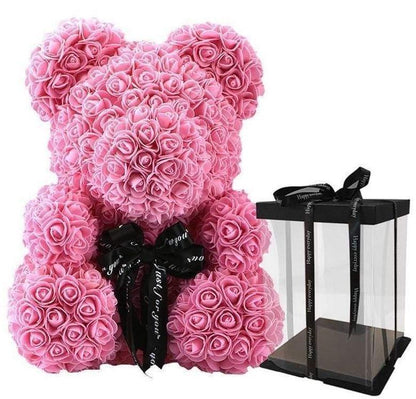 Foam Pink Rose Flower Teddy Bear - Florist London