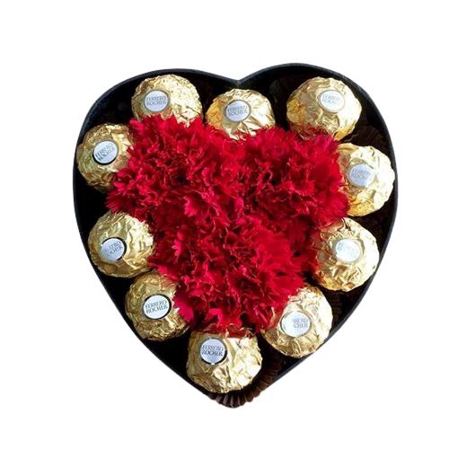 Fresh Carnation Flower with Chocolates