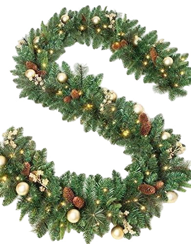 Fresh Spruce Garland Gold Baubles and Cones - Florist London