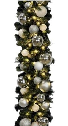 Garland with Baubles and Lights - Florist London
