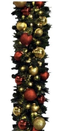 Garland with Red and Gold Baubles - Florist London