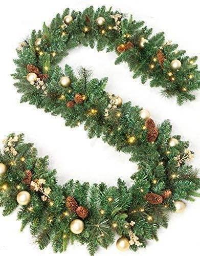 Gold Baubles and Cones Garland
