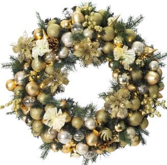 Gold Baubles Christmas Wreath - Florist London
