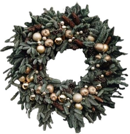 Gold Baubles Holiday Wreath - Florist London