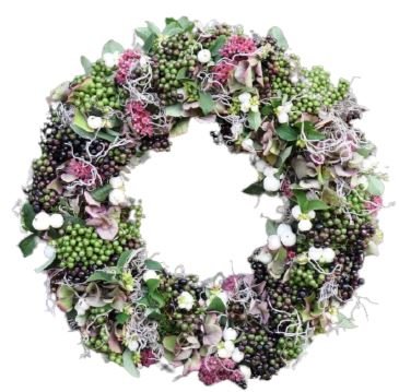 Green and Black Berry Door Wreath - Florist London