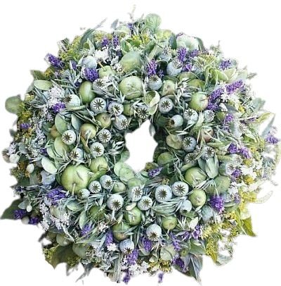 Green and Lavender Door Wreath - Florist London